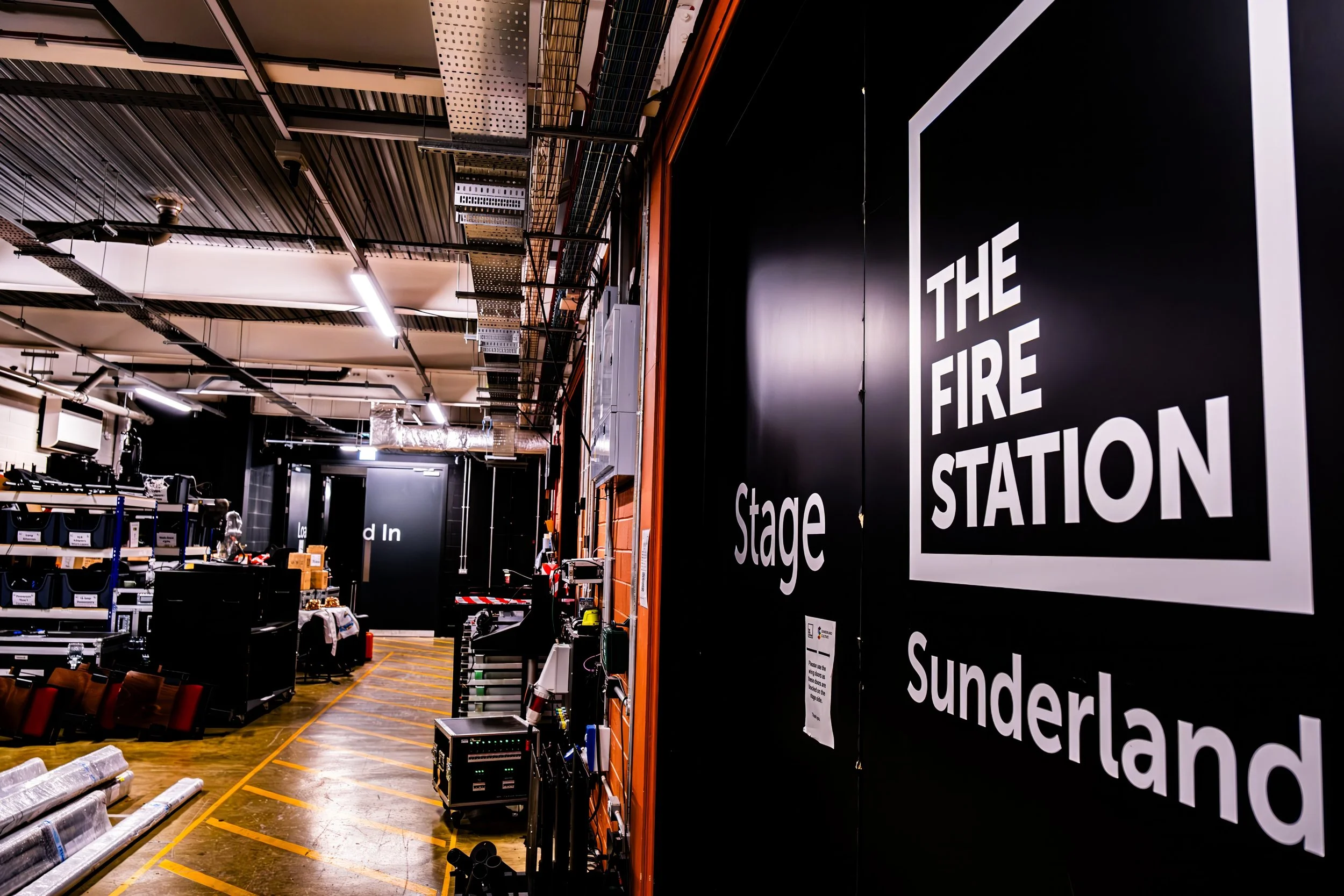 Behind-the-scenes photography at The Fire Station live music venue in Sunderland.