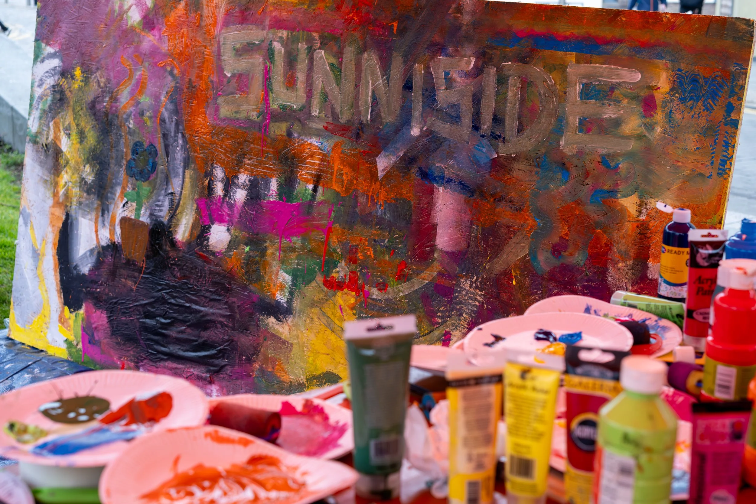 Local artist photographed painting at Sunniside in Sunderland.