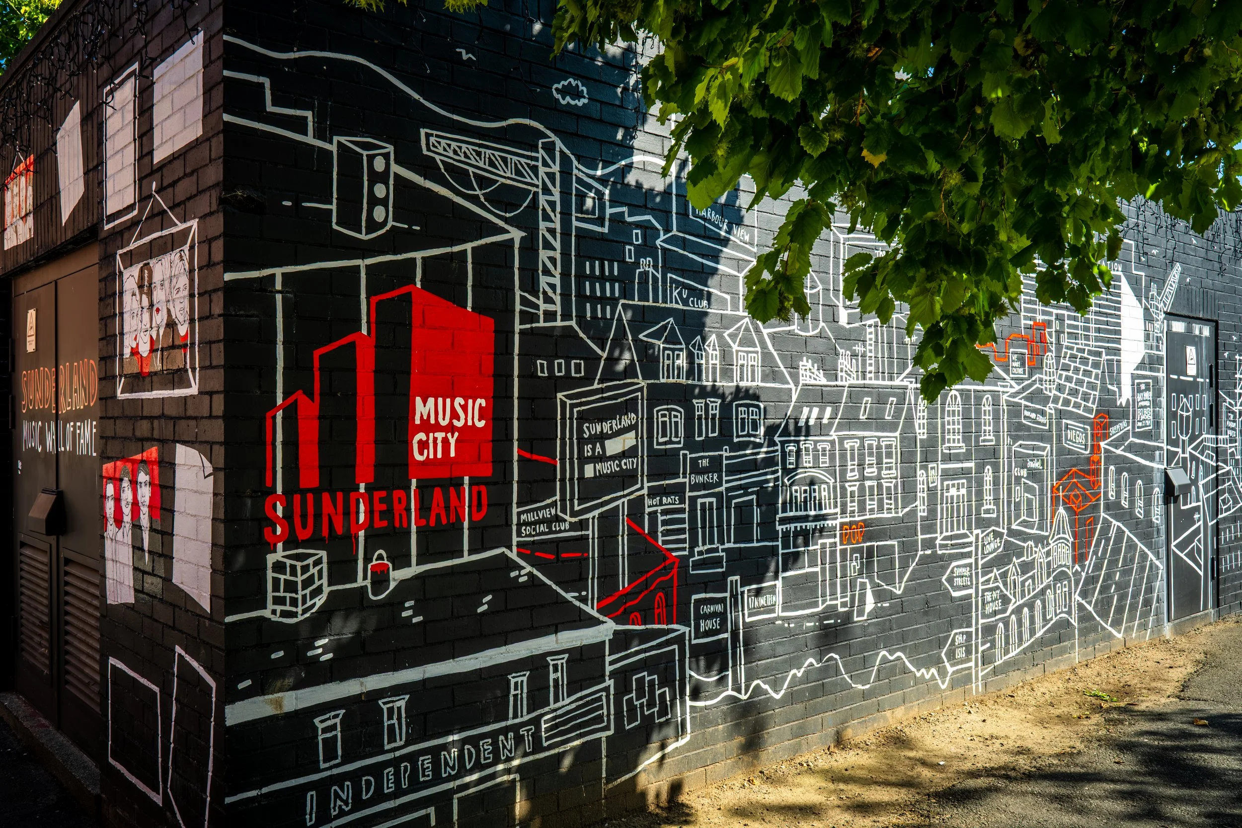 Artwork outside the Engine Room in Sunderland, part of Music City Sunderland. 