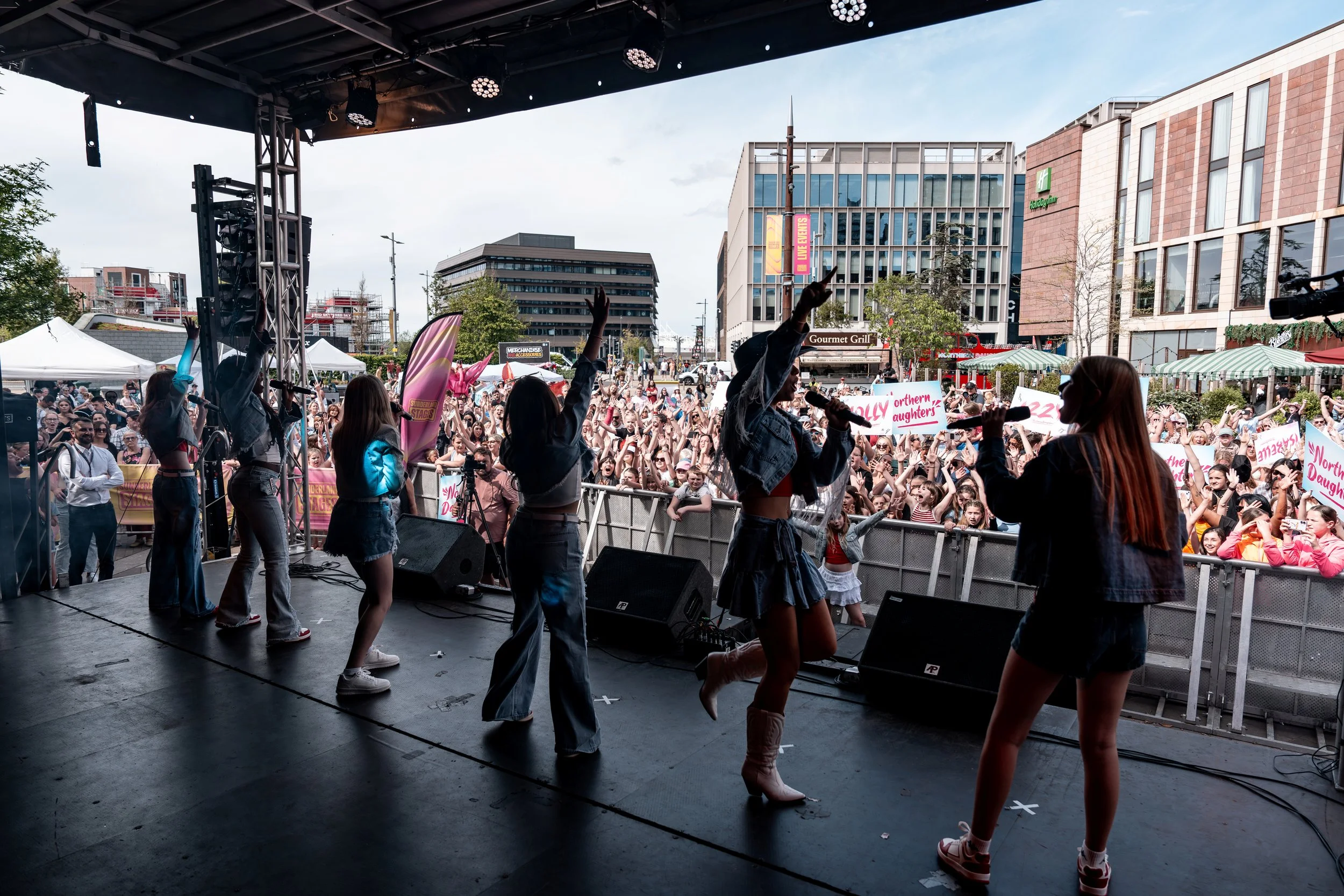 Live performance by Northern Daughters at Keel Square, Sunderland.
