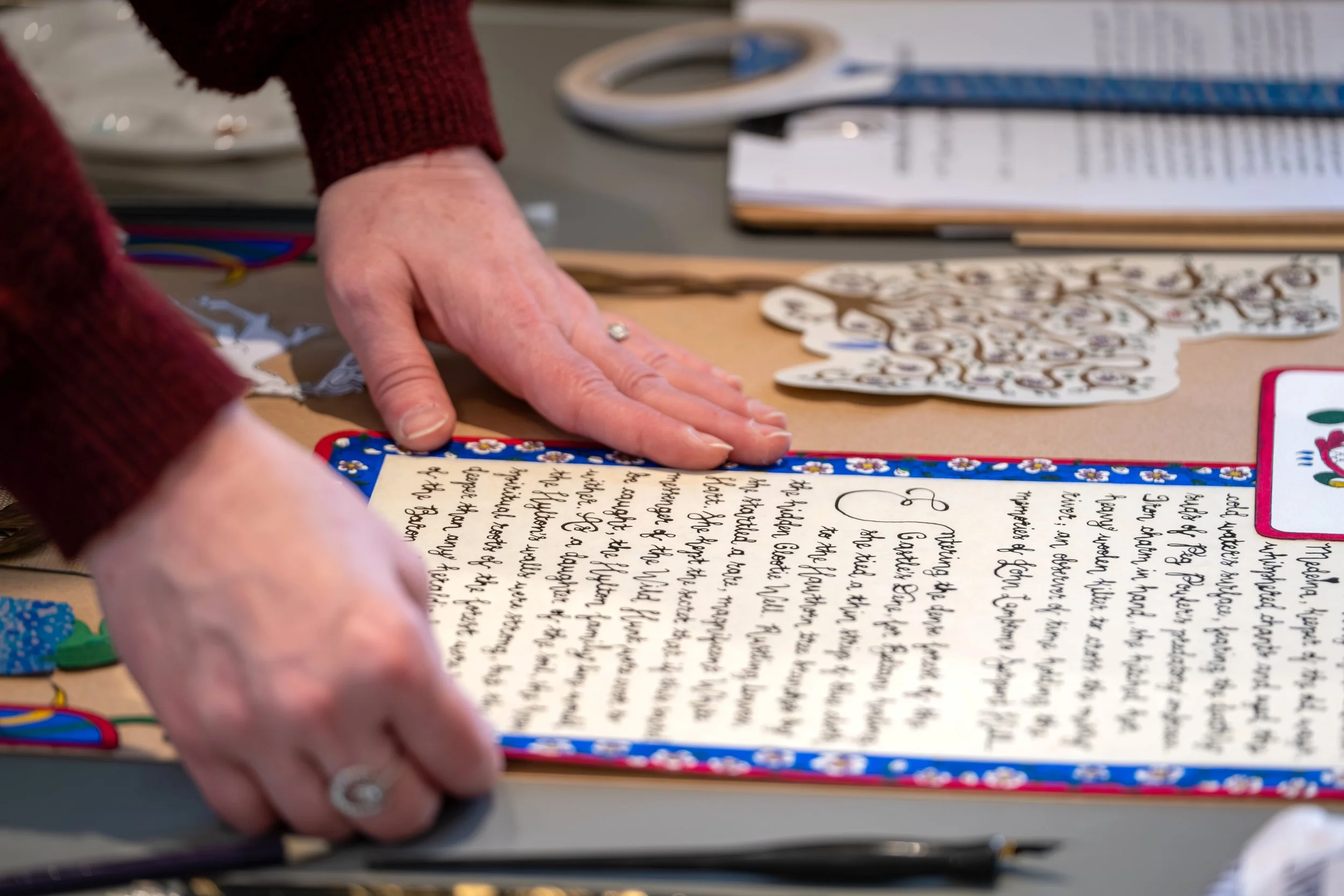 Calligraphy workshop photographed for Pink Collar Gallery in Sunderland, North East England.
