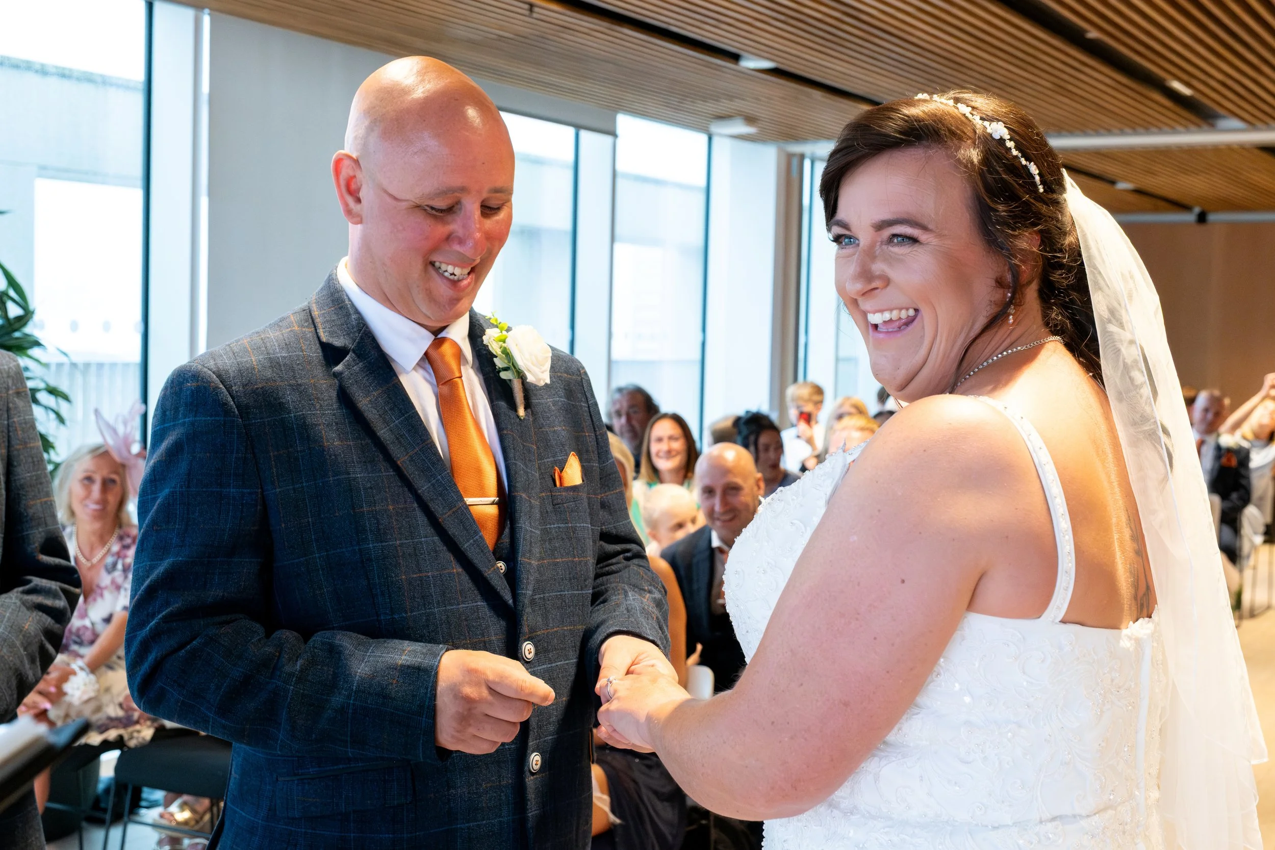 Sunderland City Hall wedding, bride and groom.
