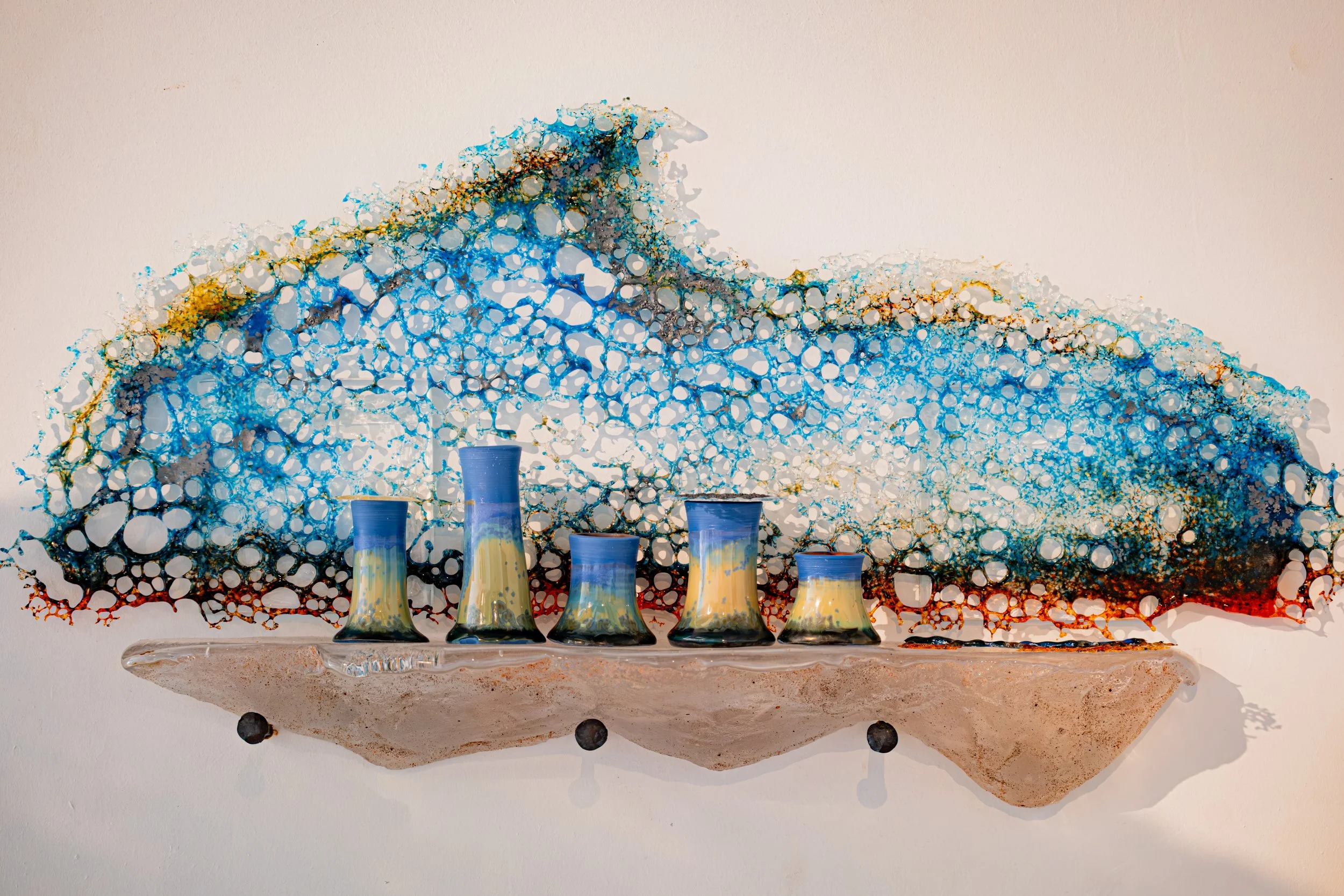 Glass artwork by a local artist photographed at the National Glass Centre in Sunderland.