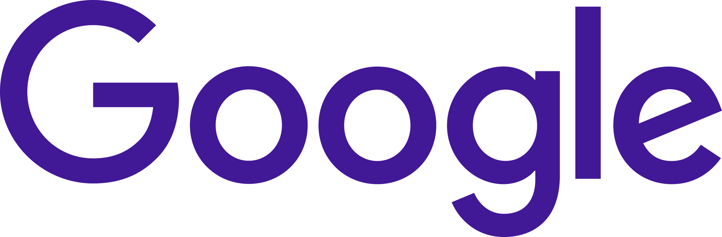 Google logo in purple text.