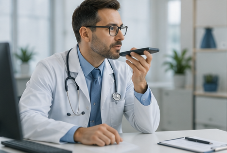 Healthcare professional using a tablet