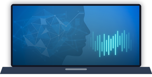 Advanced speech recognition artwork displayed on a laptop