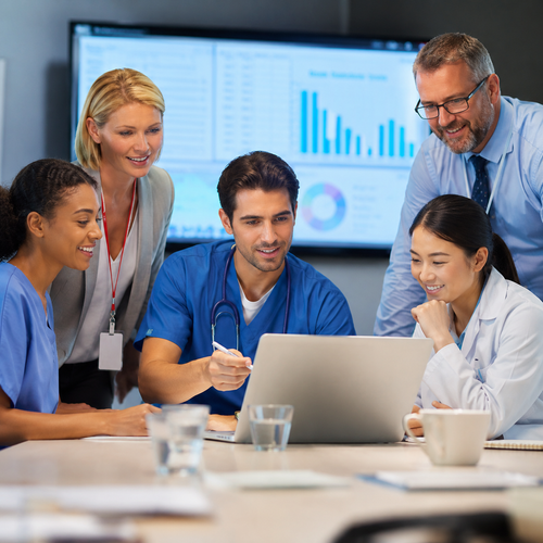 Healthcare team reviewing clinical data