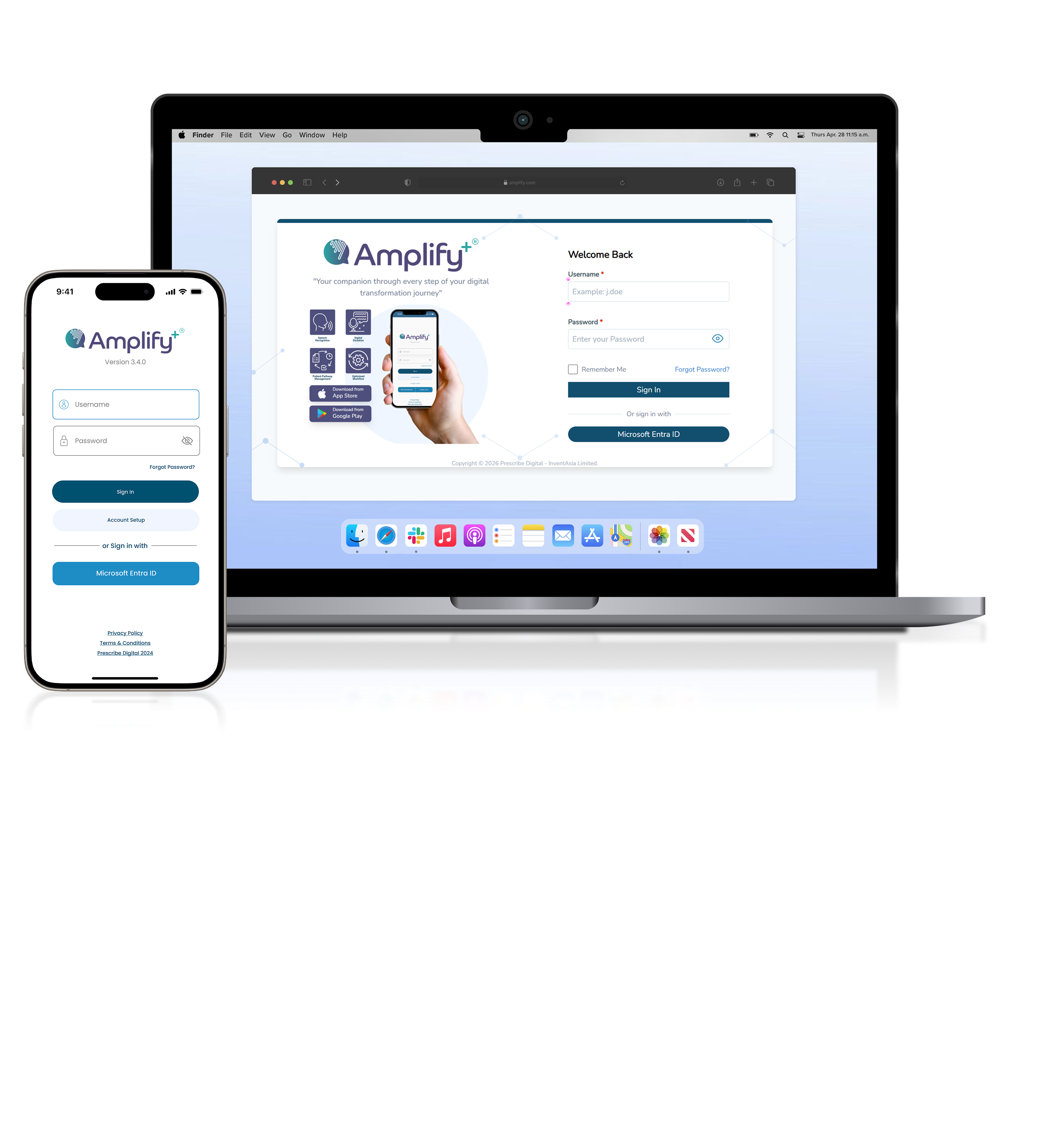 Amplify Plus displayed on desktop and mobile devices