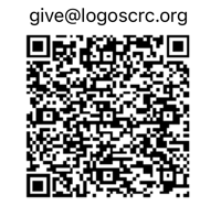 QR code with email address give@logoscrc.org above it