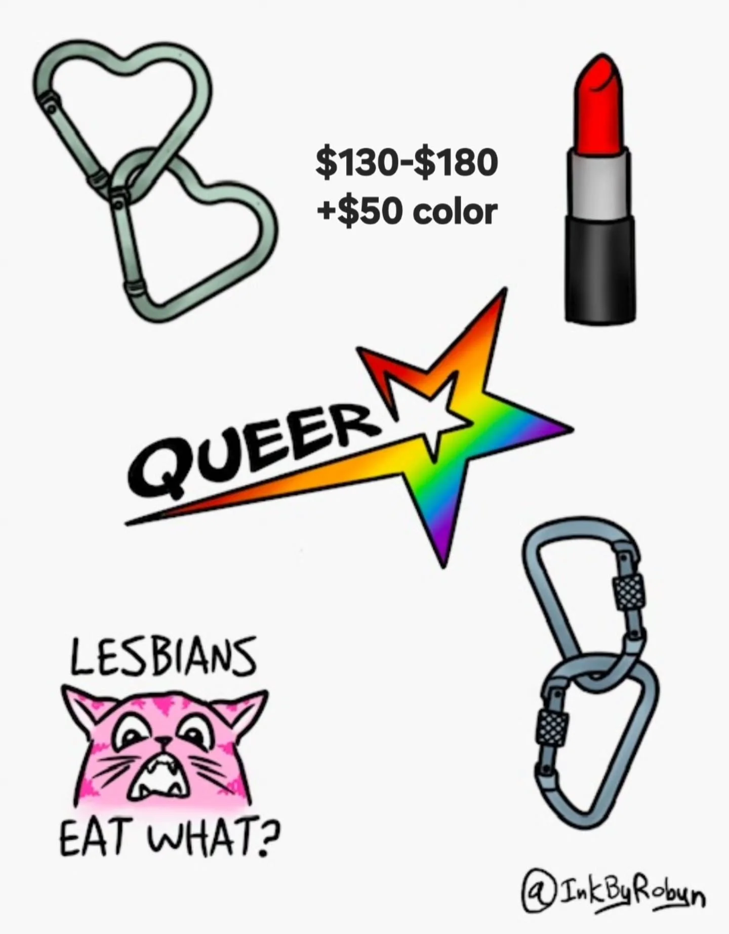 💄All of our Pride Flash to look through and decide what you want before the event 🔥

Deets!

🗓 June 26th (Friday) and 27th (Saturday)
🕐 11AM-5PM (and later if it gets busy 😉)
☀️ First come, first served 
✨️ Arms &amp; legs only 
💸 Flash prices 