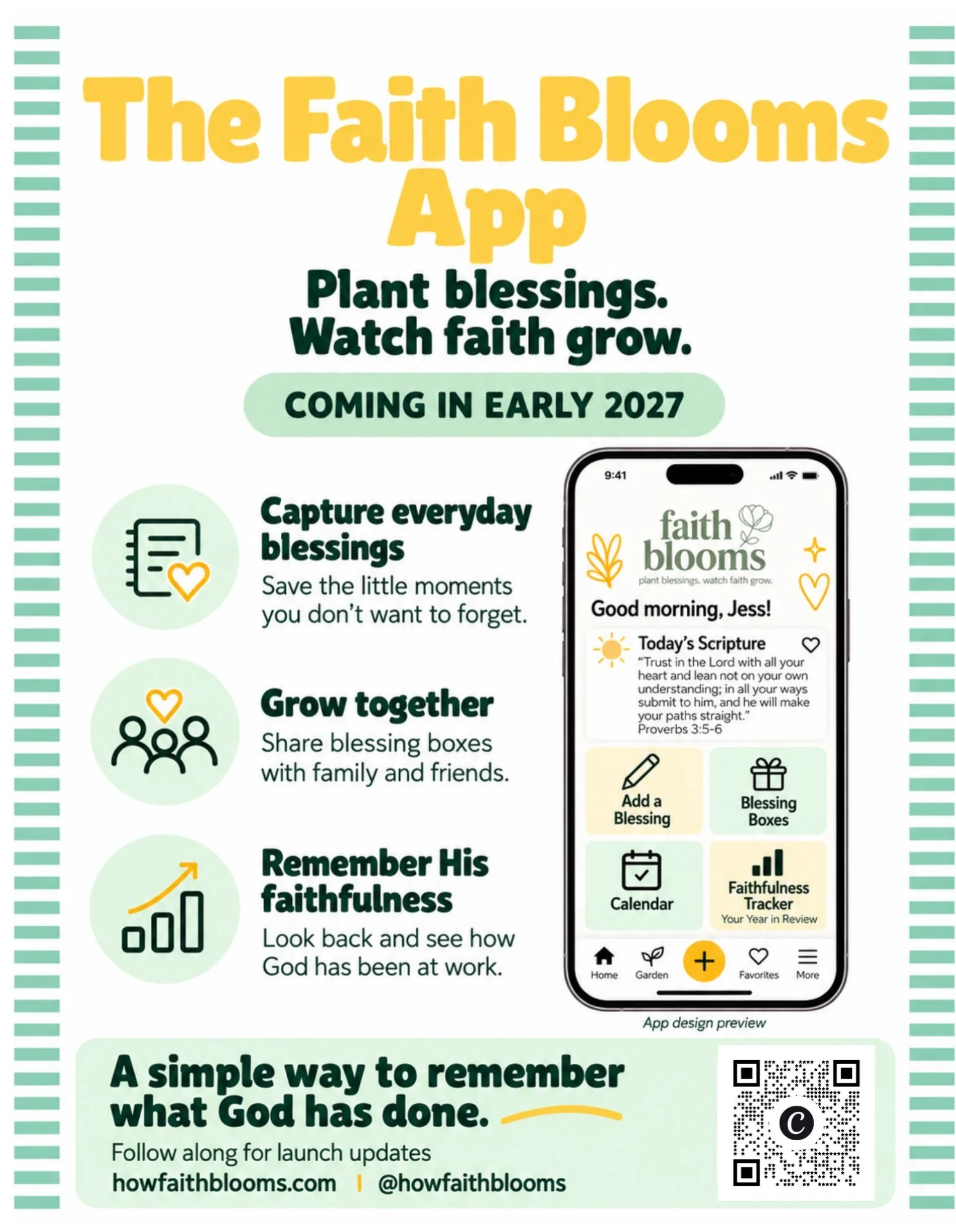 Friends and family, I&rsquo;d love your help! 💚

The Faith Blooms app is coming in early 2027, and I&rsquo;m looking for people who would like to try it before it launches and be part of our friends and family beta testing group!

It&rsquo;s a simpl