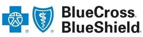 BlueCross BlueShield logo with a blue cross, a caduceus symbol inside a shield, and the company name.