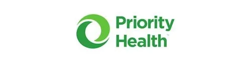 Priority Health logo with green circular emblem and company name in green text