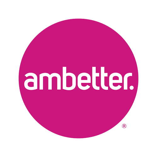 Meridian Ambetter logo. Pink circle with the word 'ambetter' in white lowercase letters in the center.