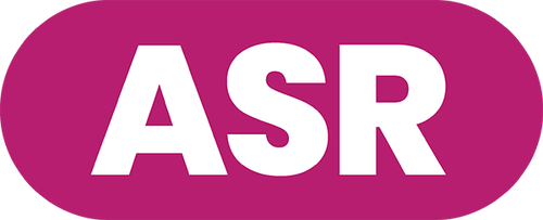 Pink background with white bold text that says "ASR"