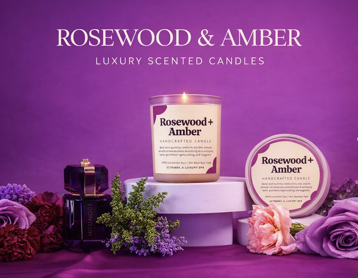 Rosewood & Amber Handcrafted Candle