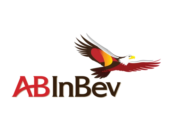 Logo with an eagle flying and the text 'AB InBev' underneath.