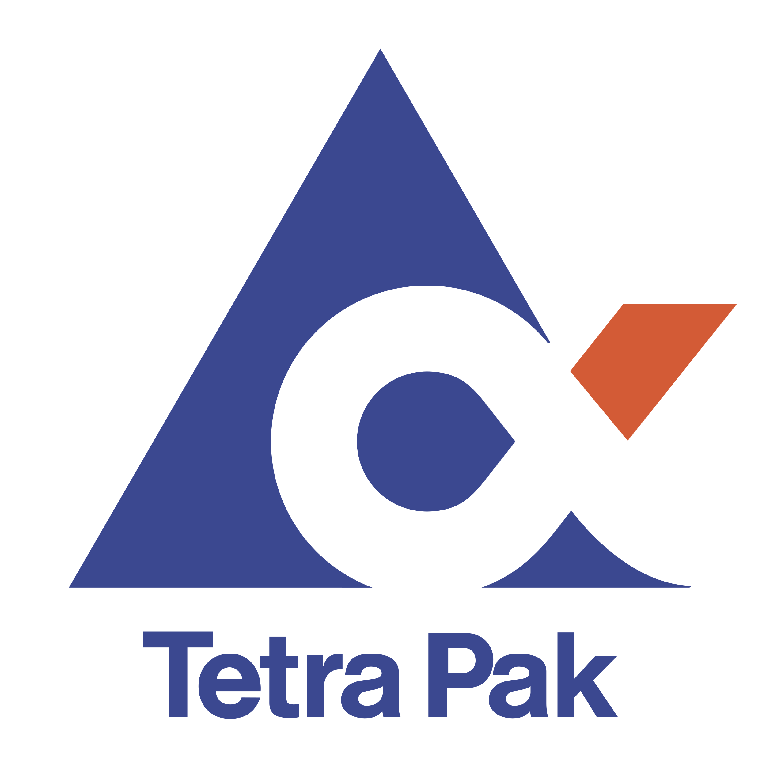 Tetra Pak logo with a blue triangle, a large white letter 'a', and the words 'Tetra Pak' below.