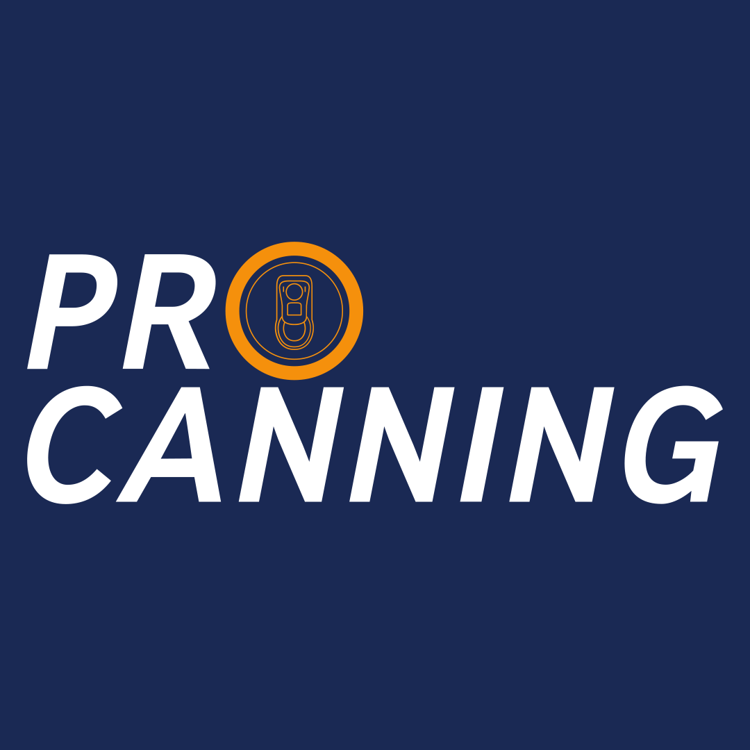 Logo with the text 'PRO CANNING' and a can opener icon in an orange circle.