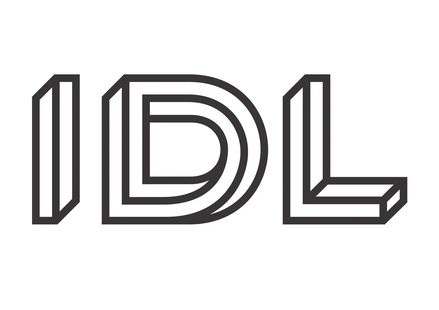 The word 'IDL' written in large, black, 3D outlined letters on a white background.