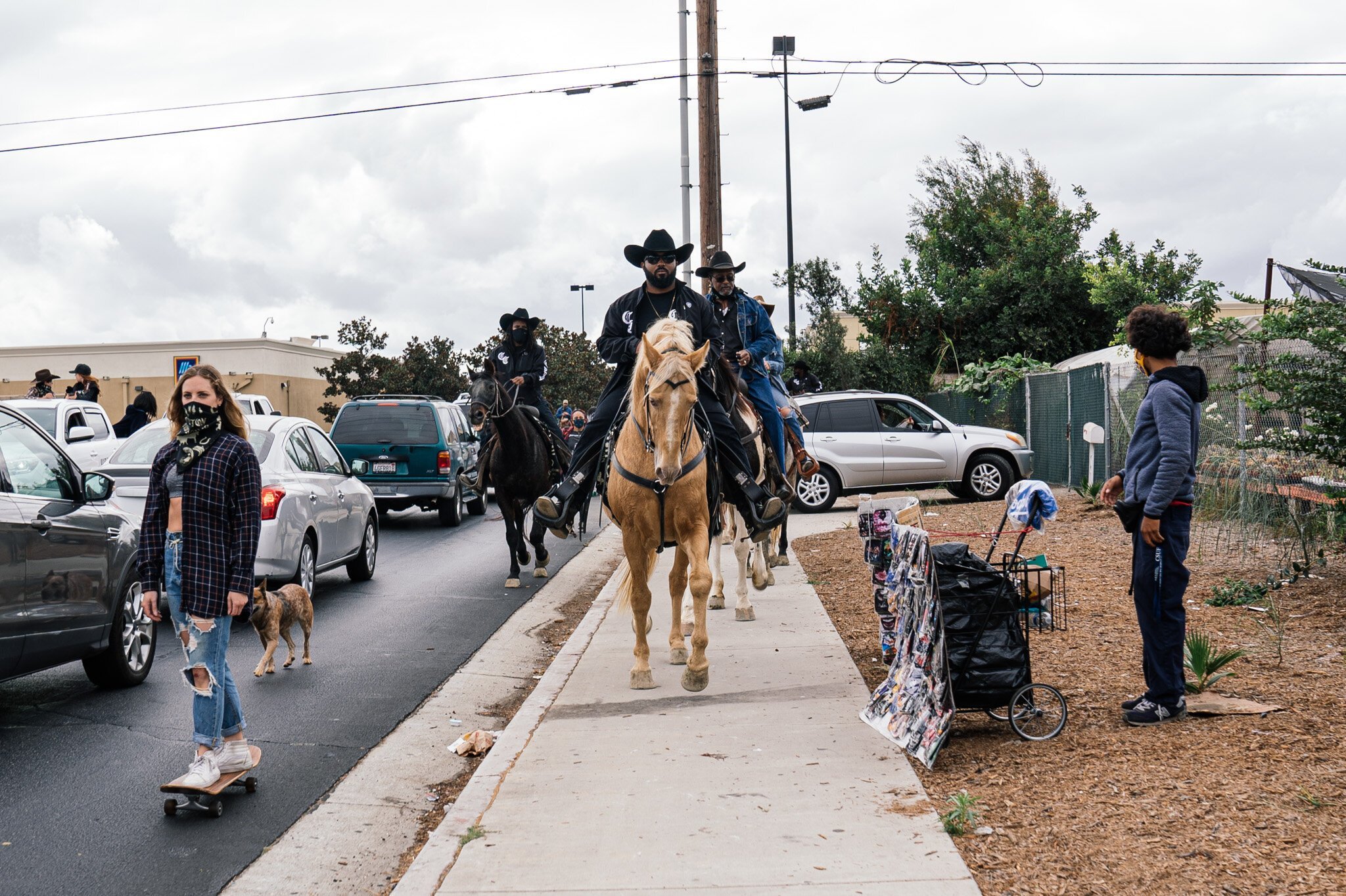  The Compton Cowboys ride to the City of Compton Public Library ballot box on October 25, 2020 to cast their ballots. 