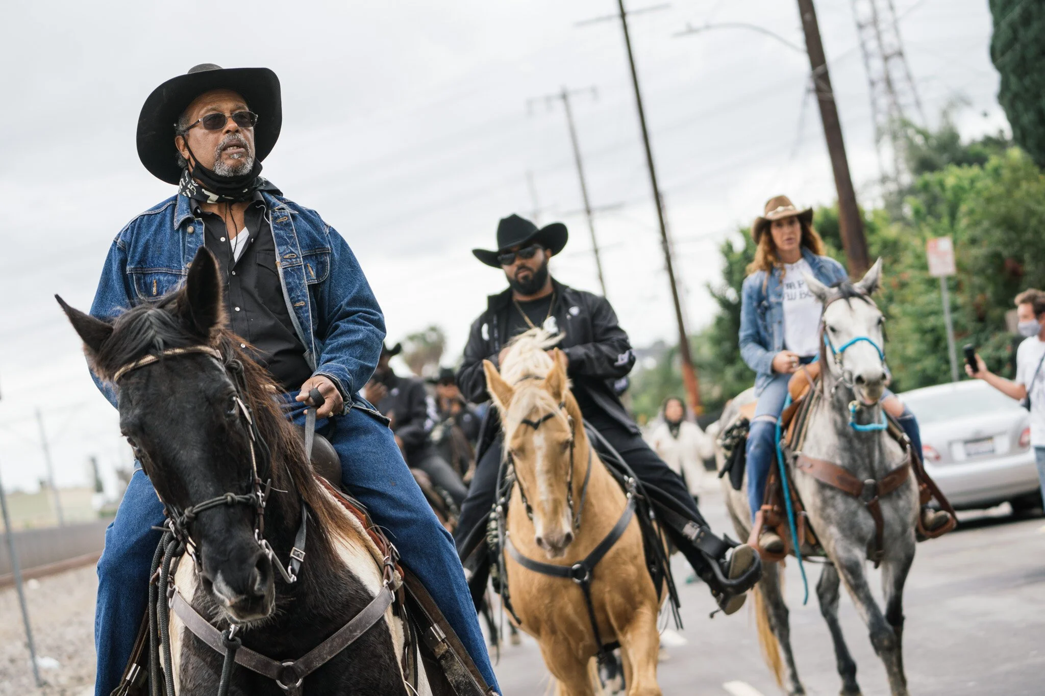  The Compton Cowboys ride to the City of Compton Public Library ballot box on October 25, 2020 to cast their ballots. 
