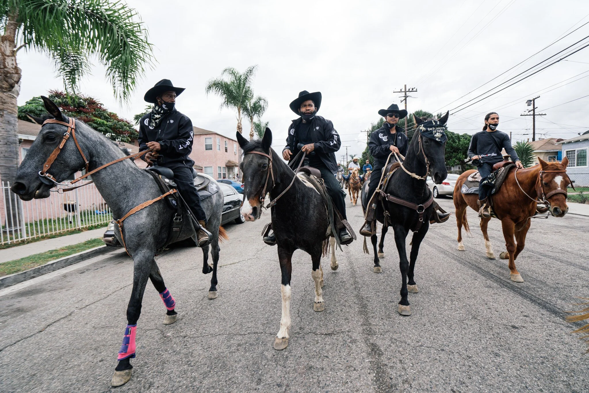  The Compton Cowboys ride to the City of Compton Public Library ballot box on October 25, 2020 to cast their ballots. 