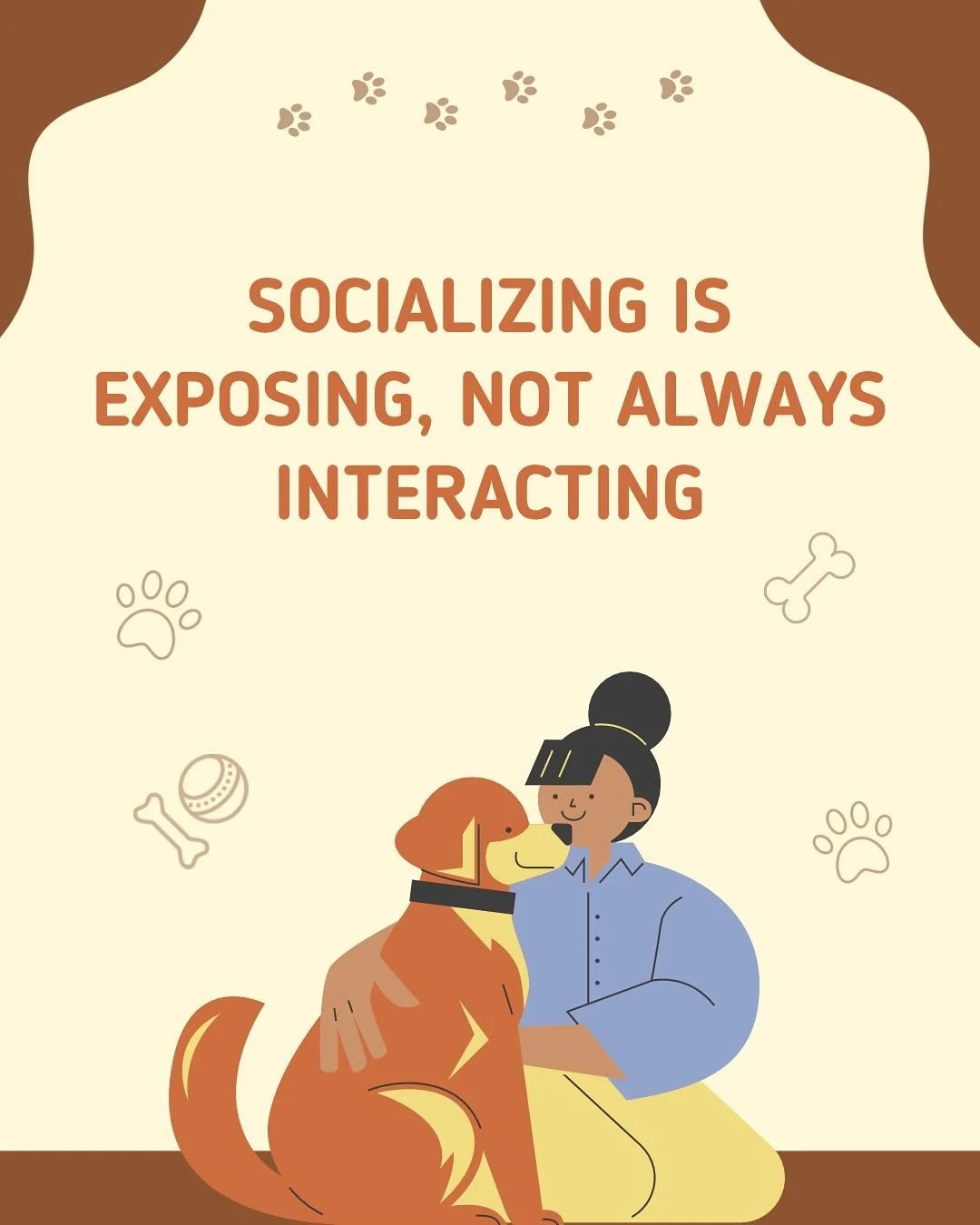 Socializing feels like such a misnomer. It doesn’t mean forcing your dog into having social interactions. Socializing is gradually exposing them to stimuli, textures, sounds, dogs, people, environments etc. But it is essential that we do this i