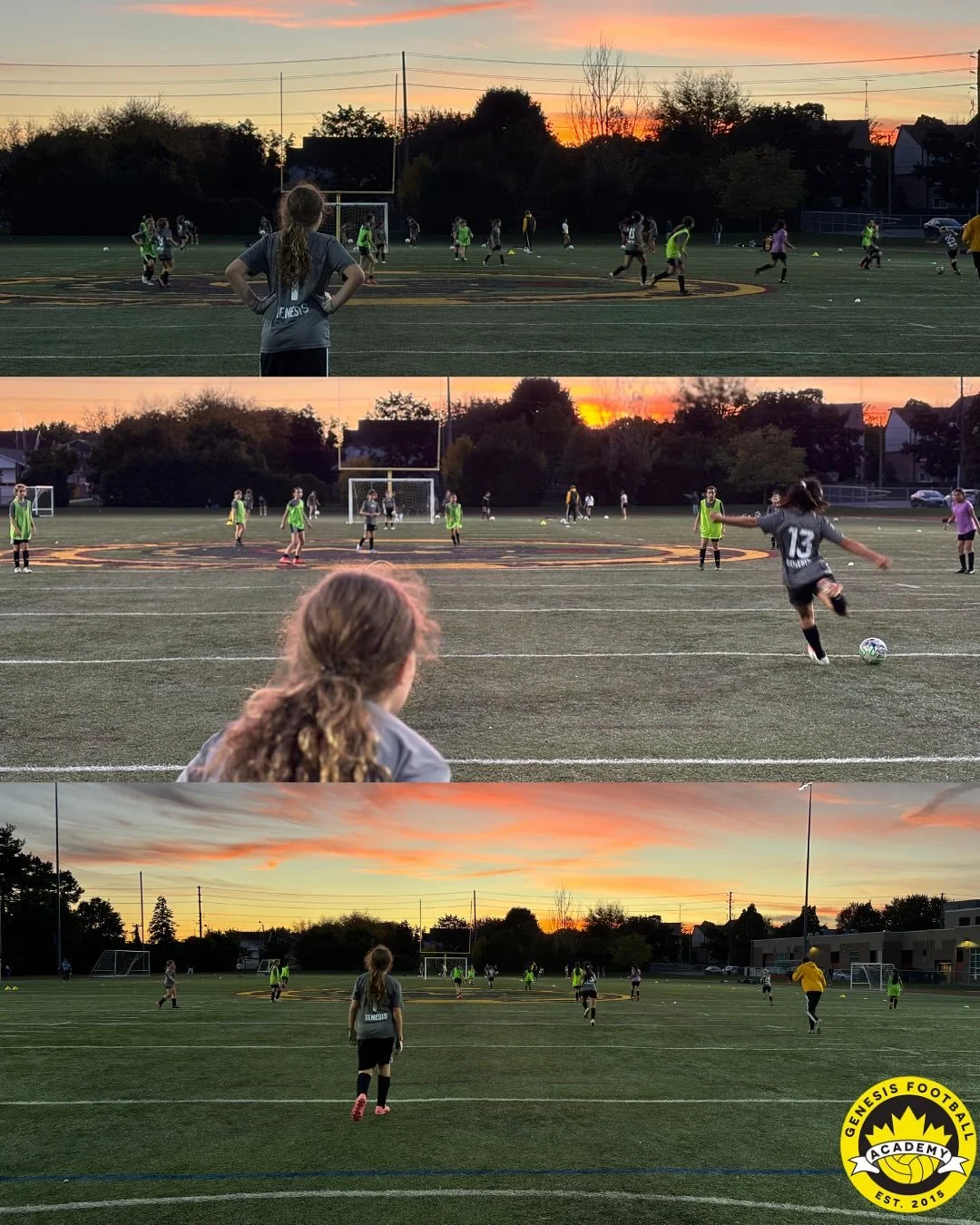 Golden hour grind at Genesis Football Academy 🌅💫

#girlsoccer #gfa #femaleathlete #etobicoke cokeparents #etobicokesoccer #soccer #football