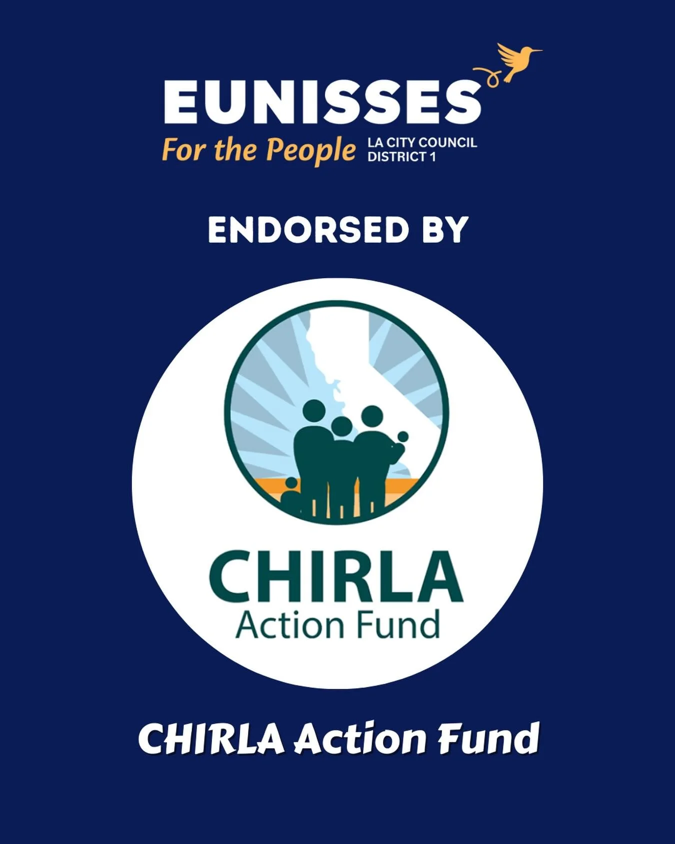 Today, I&rsquo;m so proud to be endorsed by the CHIRLA Action Fund.

At a moment when ICE raids are terrorizing our neighborhoods, when families in Westlake, Pico-Union, Chinatown, NELA and across the district are living with fear and uncertainty, th
