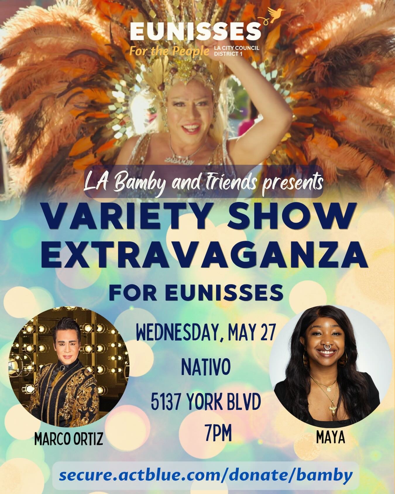 With ONE WEEK until Election Day, we need all hands on deck to help us finish strong and fully fueled! Join the iconic @labamby TOMORROW at @nativohlp for a fundraiser celebration extravaganza featuring the talents of @marco_.ortiz (aka Juan Gabriel 