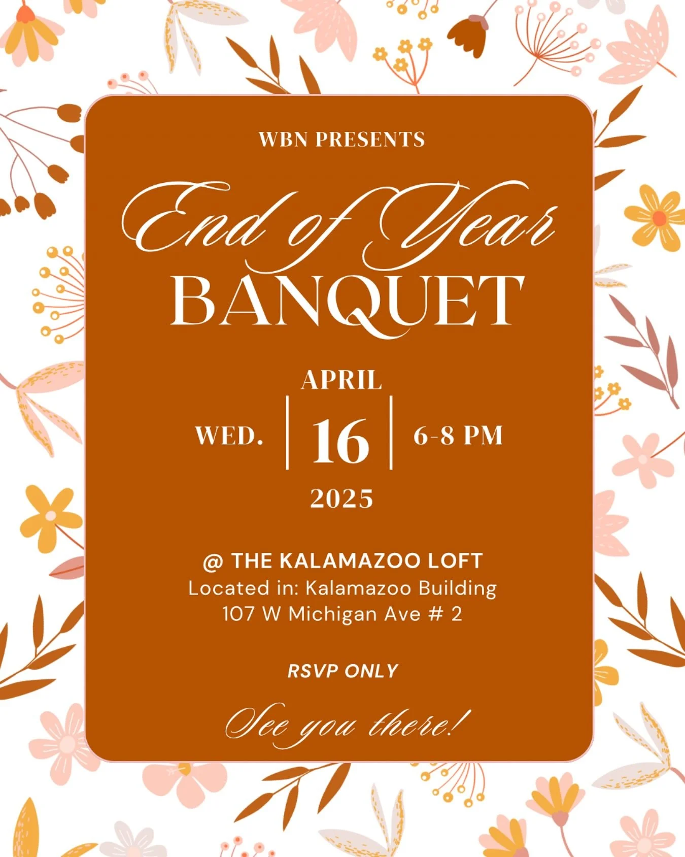 This is it everyone, our final event of the semester!! For those who rsvp&rsquo;d, join us this Wednesday at the Kalamazoo Loft from 6-8 pm for our End of Year Celebration🥳Wear your spring dresses or outfits and let&rsquo;s have some fun 🤍🌸