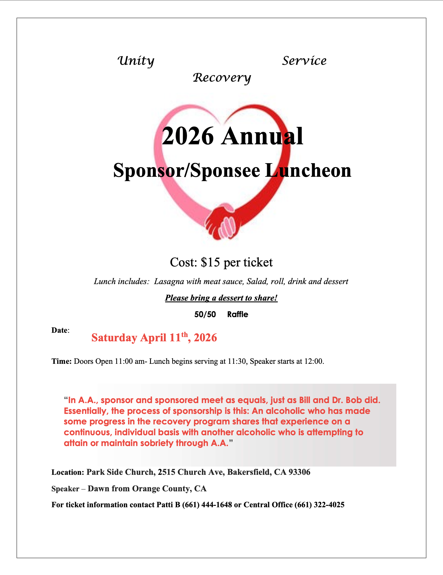 2026 Annual Sponser/Sponsee Luncheon