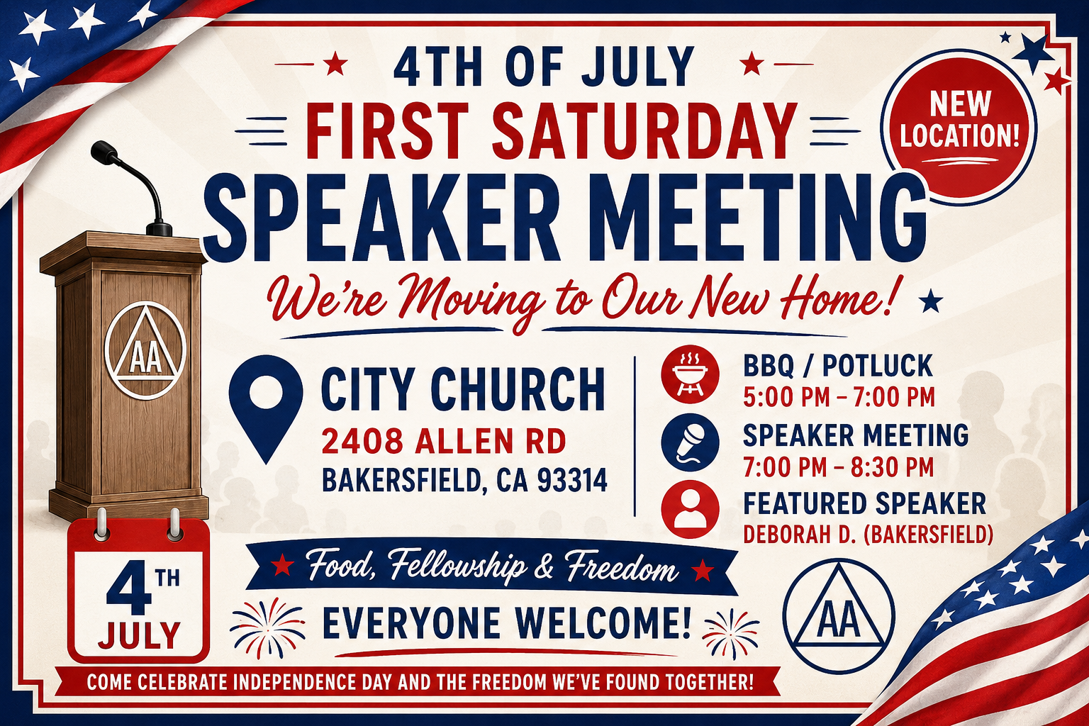 First Saturday Speaker Meeting