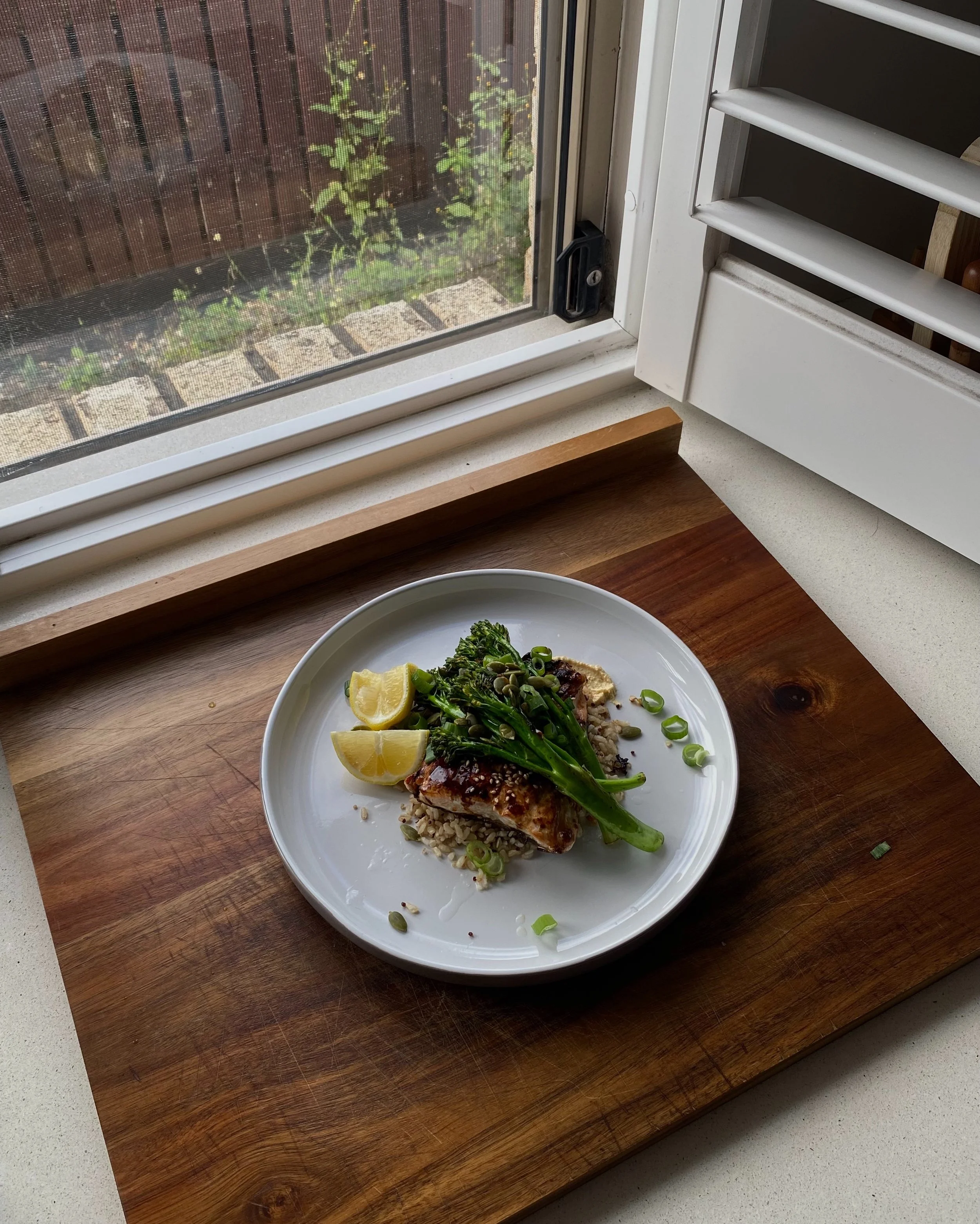 Teriyaki Salmon and Garlic Broccolini with Quinoa