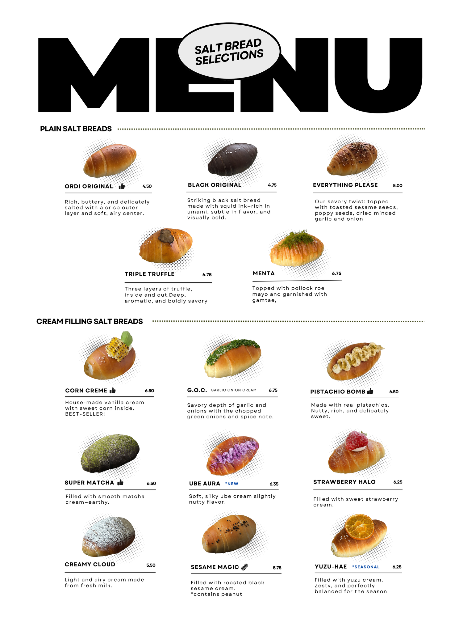 Korean Salt Bread Bakery in Los Angeles MENU — Out of Ordi