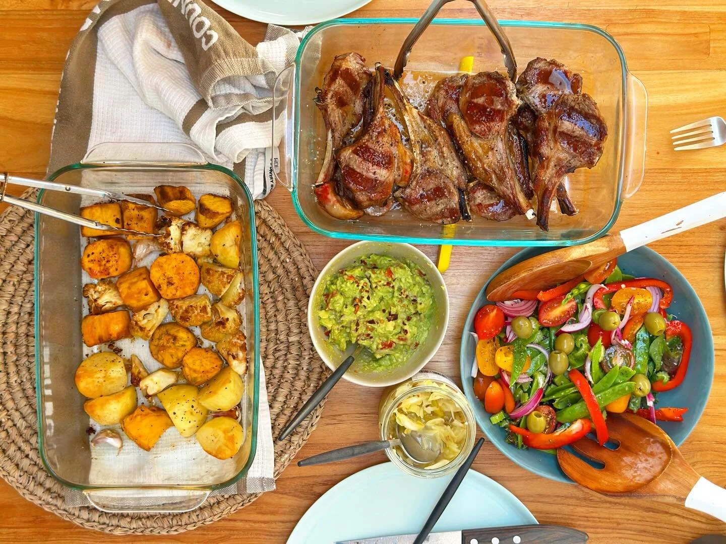 Simple dinner of lamb cutlets, roast veg, salad, kraut and we all had some chicken broth before dinner while I was prepping it. 

This simple winning formula will keep you in good stead for the rest of your days: MEAT + VEG (root plus above group) + 