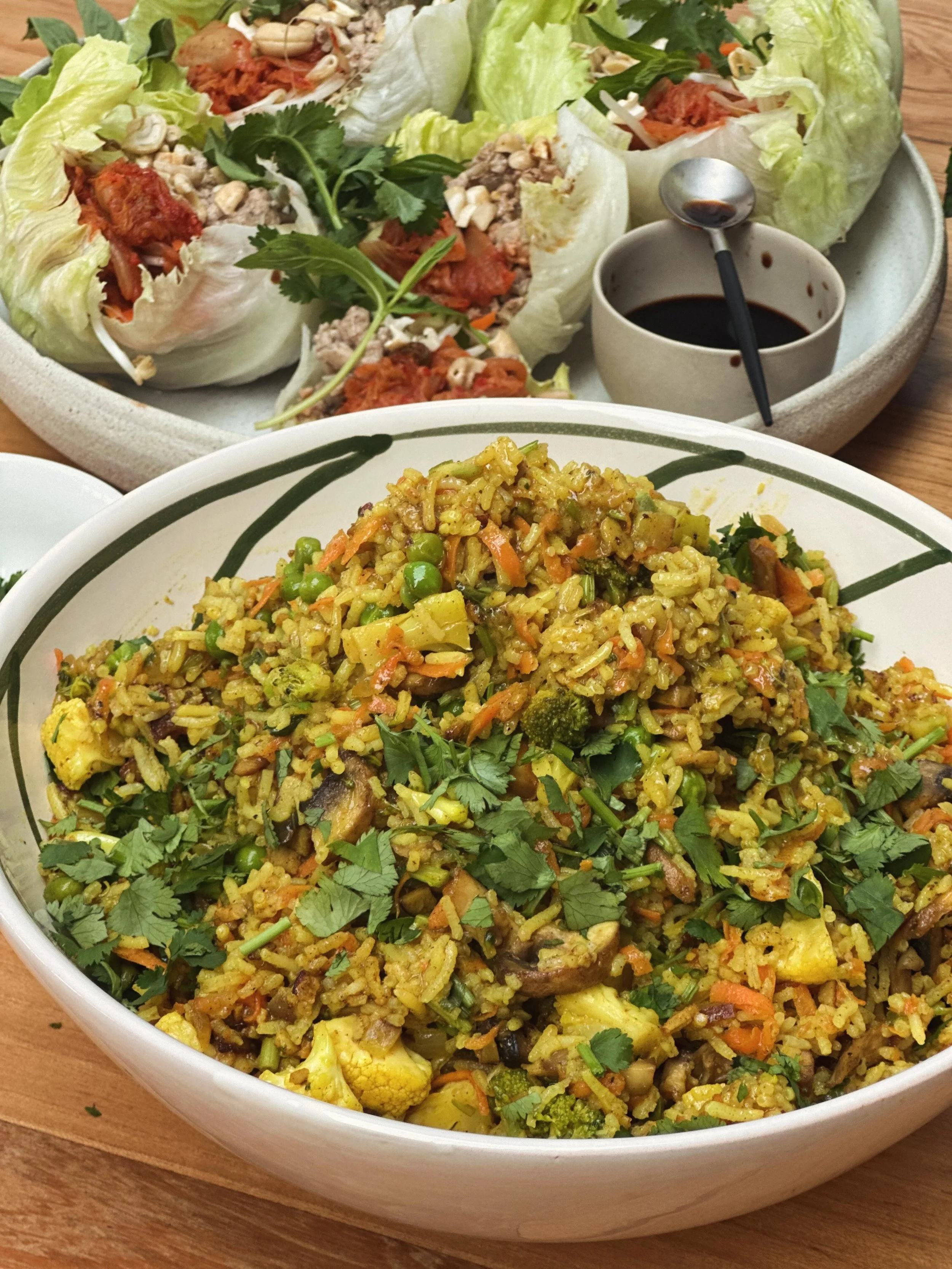 Veggie packed fried rice with San Chow Bow in background. 

Some of my snaps and a sneak peak into what I&rsquo;ve been cooking this past week for my cookbook food photography 😍