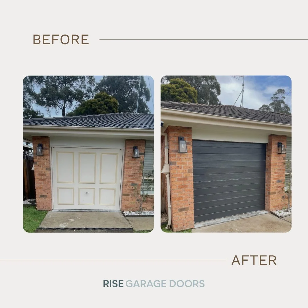 Before and after. What a difference.

We replaced this old tilt door with a new sectional door in Colorbond Monument in our Slimline profile. Clean and modern.

For a free quote, contact Ben on 0421 358 556 or reach out to us via our socials.

Choose