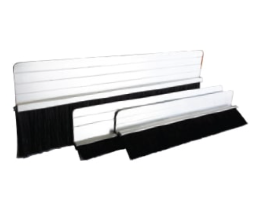 A black and white bed skirt with a pleated design displayed on a white background.