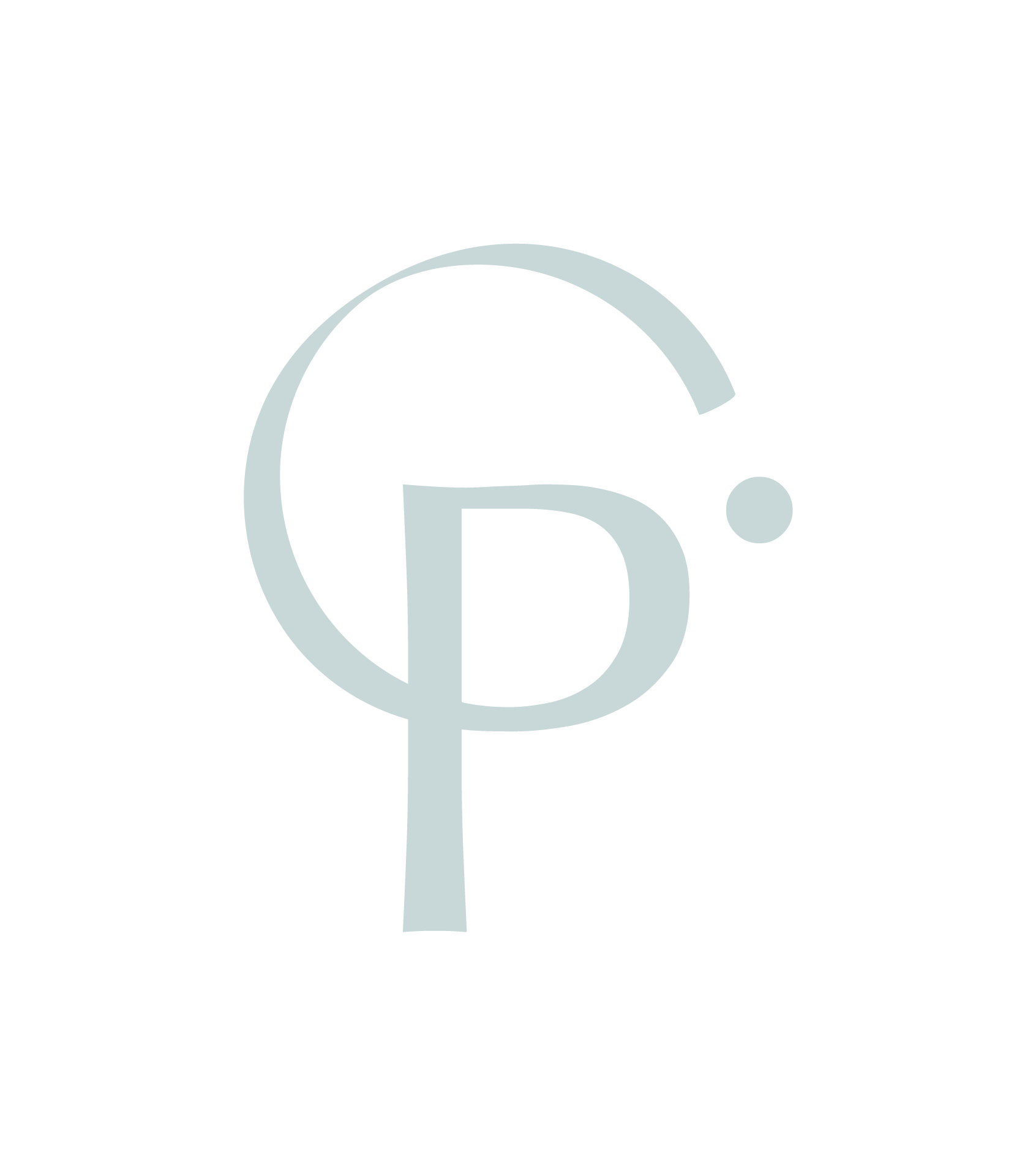 P-shaped approach symbolised by stylized logo with the letter P, D, and a dot arranged artistically on a black background