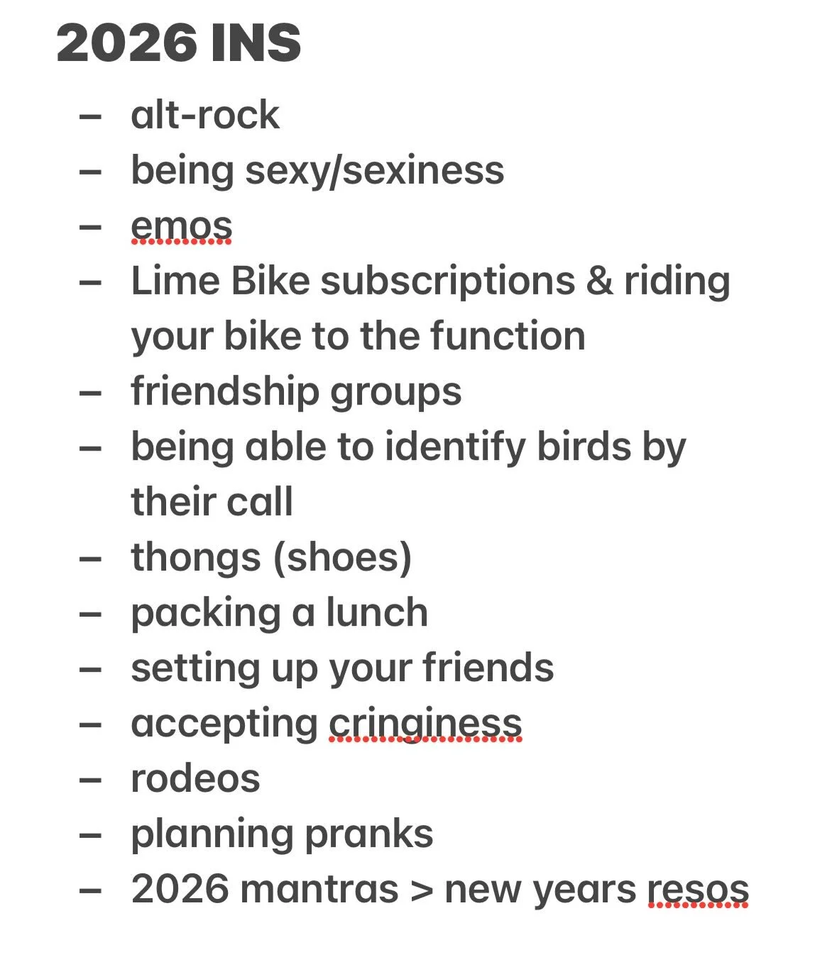 If you&rsquo;re not getting around at least three of these points you&rsquo;re still stuck in 2025. 

Introducing &ldquo;outs&rdquo; to this list for the first time but it&rsquo;s just ZYNs. 

Community submissions in stories