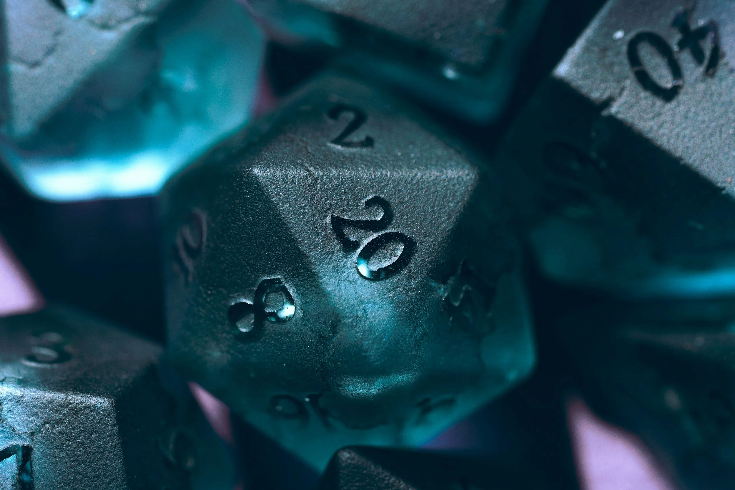 Dungeons and Dragons dice used in neurodivergent-affirming therapy session.