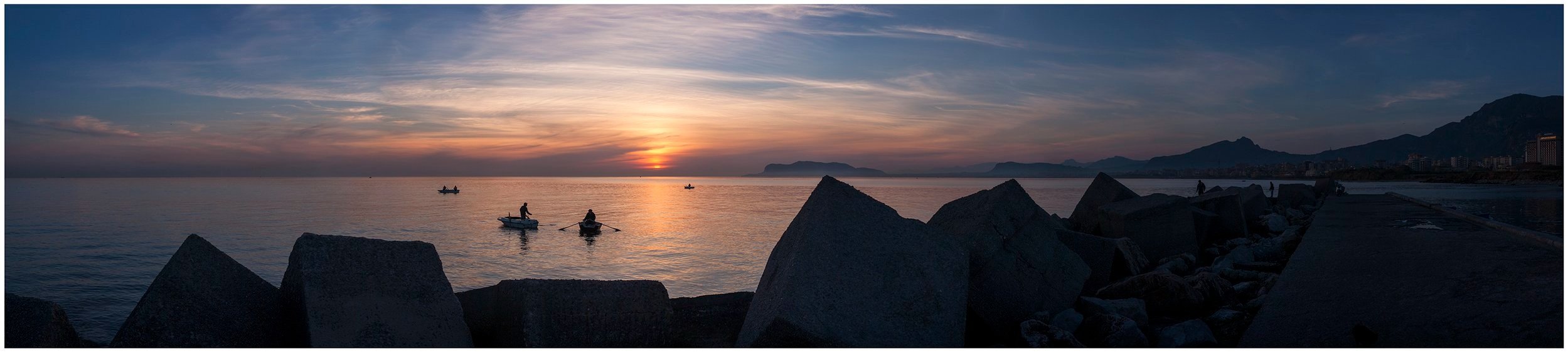 Sicily, Italy. Sunrise in Palermo Harbour.