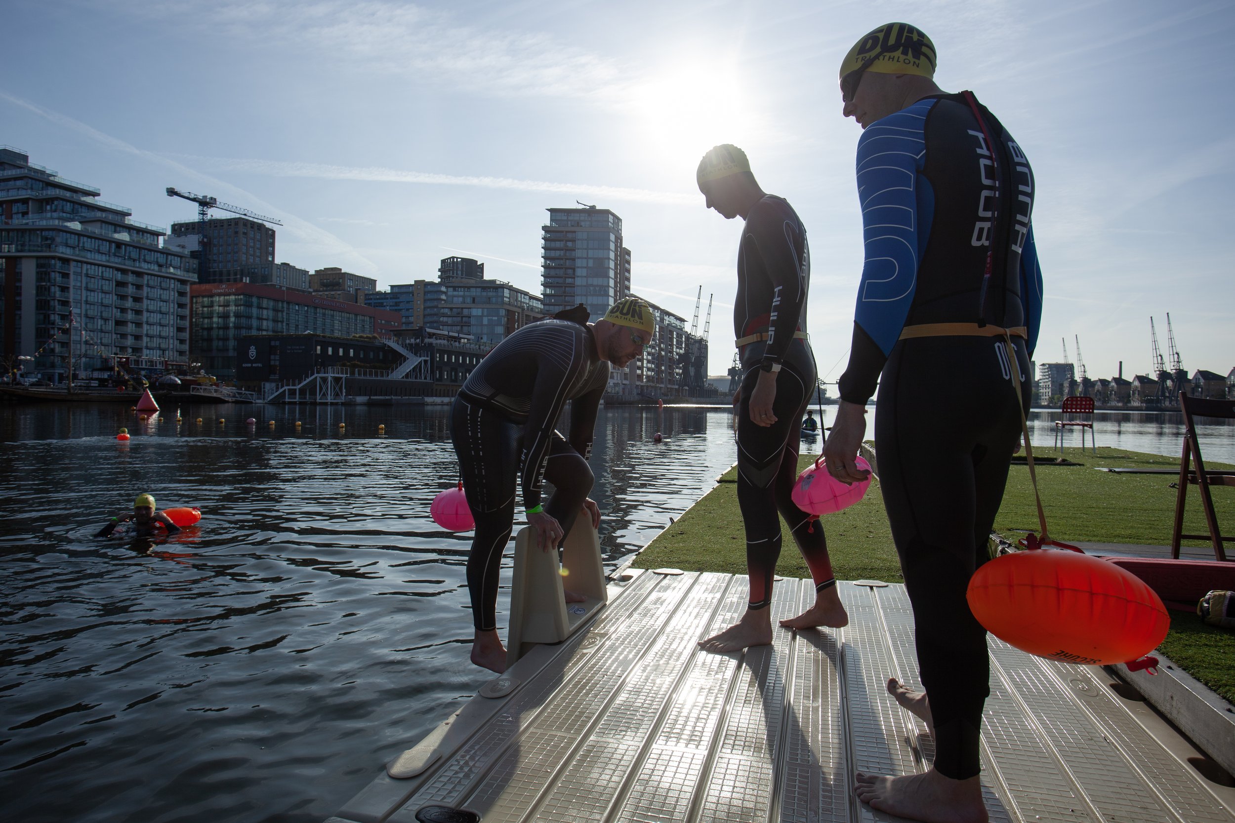 2025. Open water swim shoot for Fitronics. Love Open water, Excel centre London.
