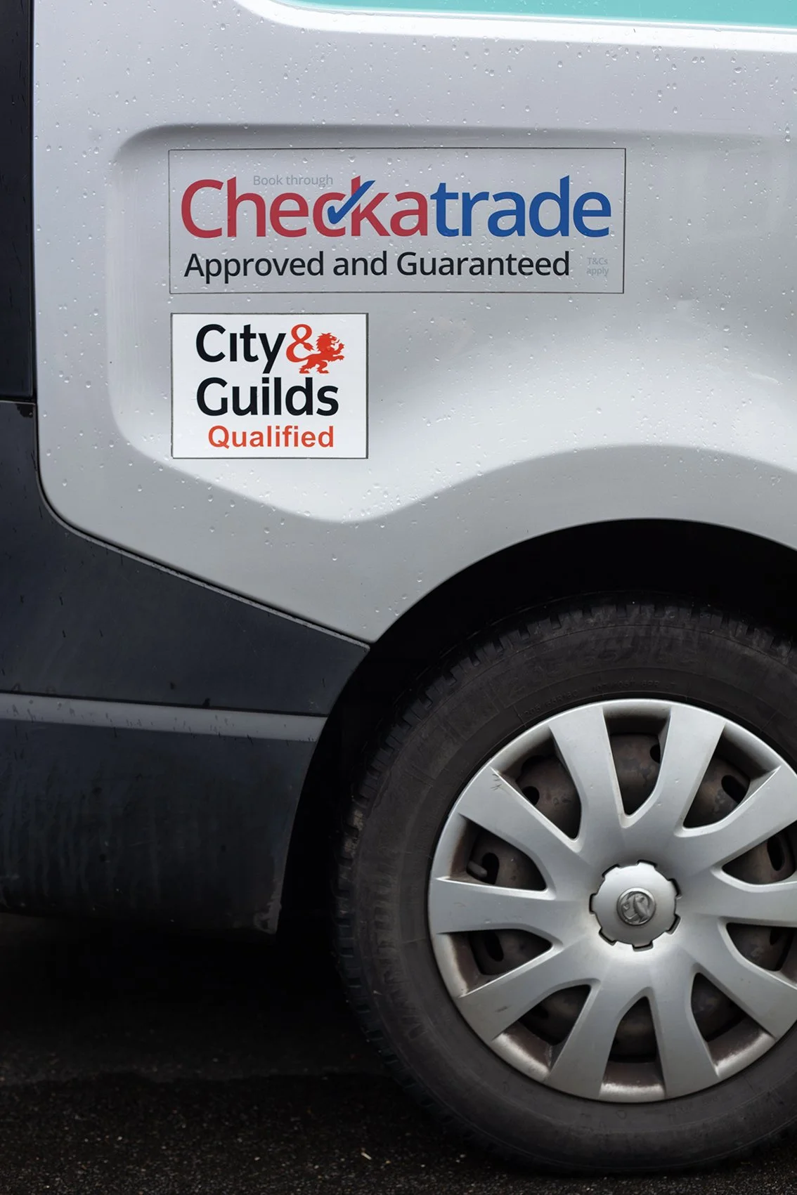 Aaron from AW Plumbing and Heating. Detail of Aaron's van. Checkatrade work. Canterbury, UK. 2025