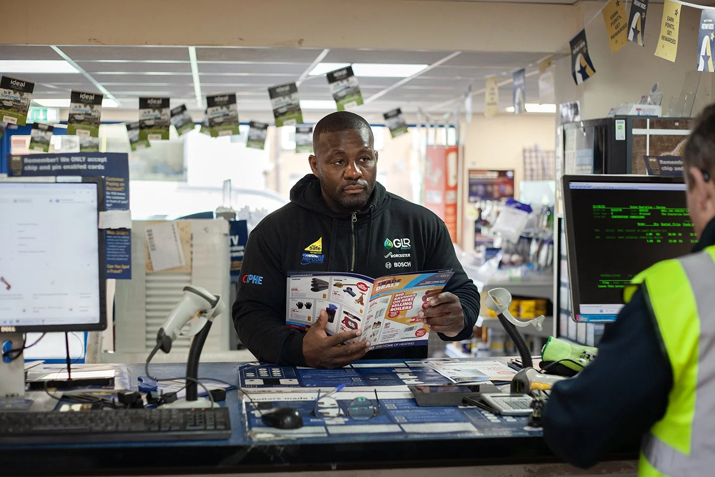 Phil from GLR ordering products from a trade outlet. Wrexham.