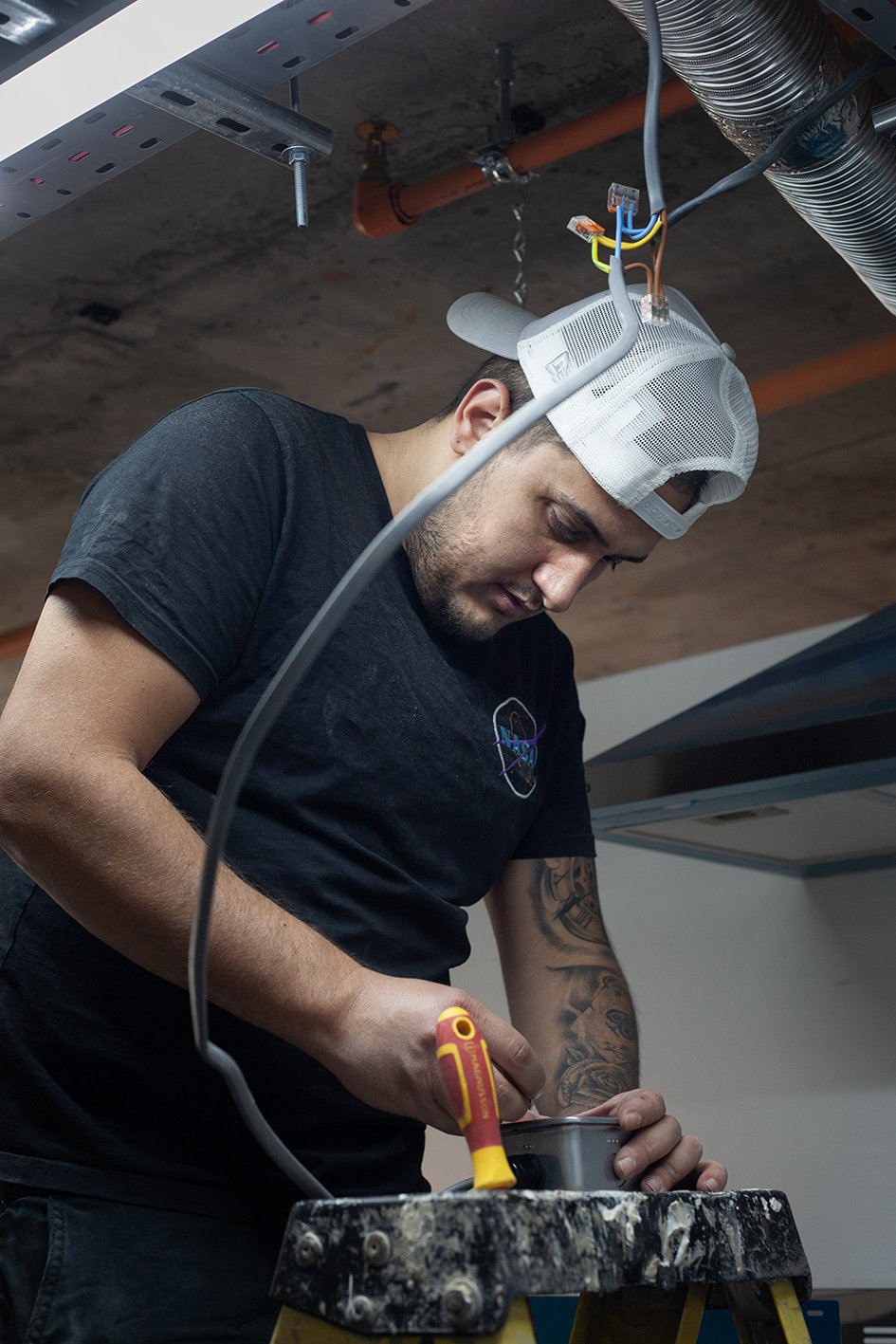 Commercial project documenting the refurbishment of With Milk cafe + deli. Putting in the electrics for the new site.
London, 2025