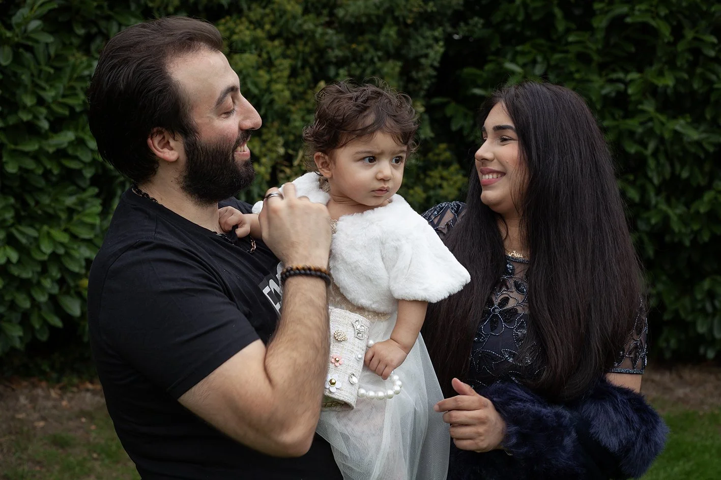 Lyla's Birthday party. Lyla with her Mum and Dad. Croydon. 2025.
