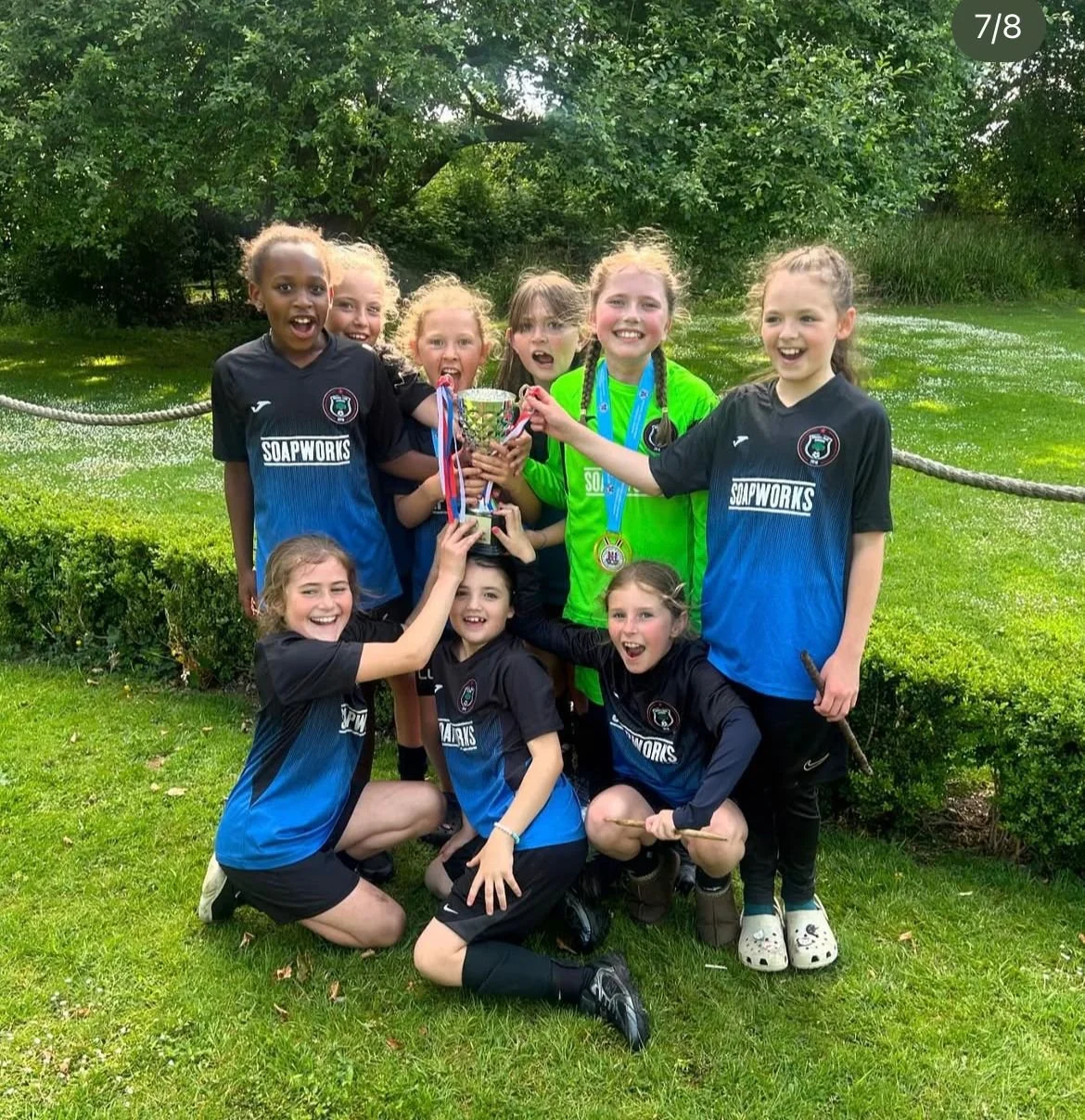 Youth football team wearing Soapworks sponsored kit